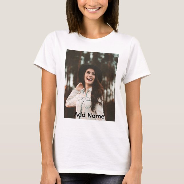 Custom Photo Name Text Personalised T-Shirt (Front)