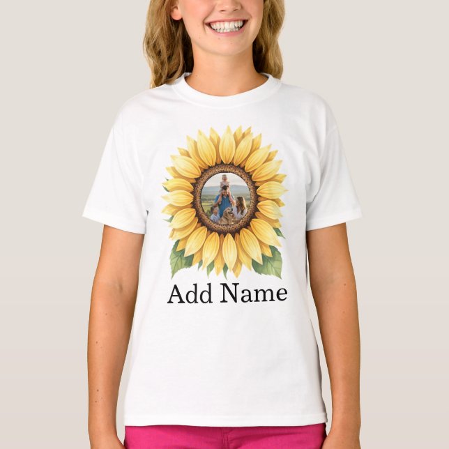 Custom Photo Name Text Personalised  T-Shirt (Front)