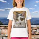 Custom Photo Name Text Personalised T-Shirt<br><div class="desc">Upload your photo, add a name or text, and easily create your personalised photo t-shirt. Click CUSTOMIZE to change the text colour. You can TRANSFER this DESIGN on other Zazzle products and adjust it to fit most of the Zazzle items. You can also click CUSTOMIZE FURTHER to add, delete or...</div>