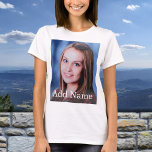 Custom Photo Name Text Personalised T-Shirt<br><div class="desc">Upload your photo, add a name or text, and easily create your personalised photo t-shirt. Click CUSTOMIZE to change the text colour. You can TRANSFER this DESIGN on other Zazzle products and adjust it to fit most of the Zazzle items. You can also click CUSTOMIZE FURTHER to add, delete or...</div>