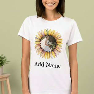 Custom Photo Name Text Personalized sunflower  T-Shirt