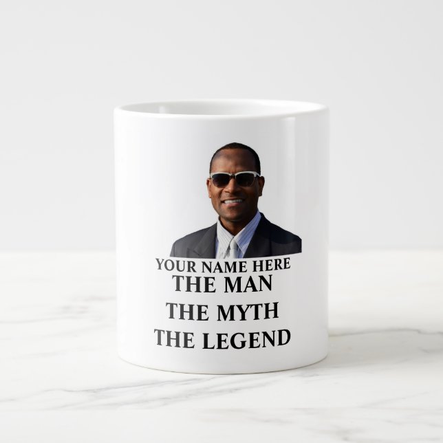 Custom photo name the man the myth the legend large coffee mug (Front)
