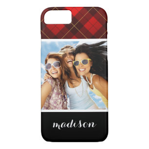 Custom Photo & Name Wallace tartan background iPhone 8/7 Case