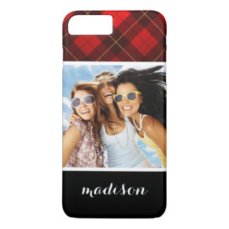 Custom Photo & Name Wallace tartan background iPhone 8 Plus/7 Plus Case