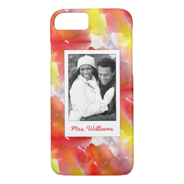 Custom Photo & Name Watercolor Design Case-Mate iPhone Case (Back)