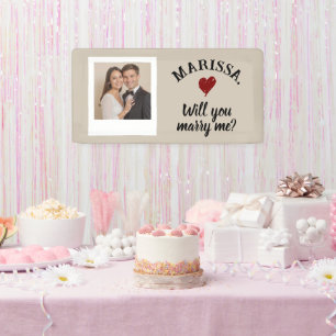 Custom Photo Name Will You Marry Me Proposal  Banner