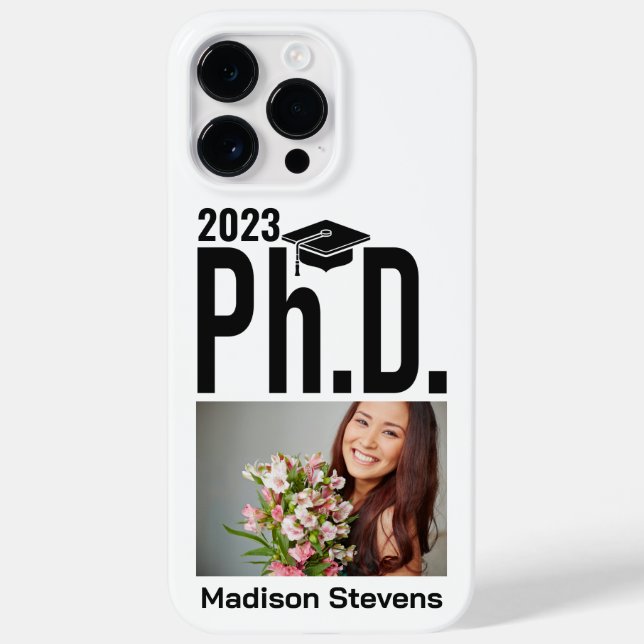 Custom photo, name & year Ph.D. Case-Mate iPhone Case (Back)