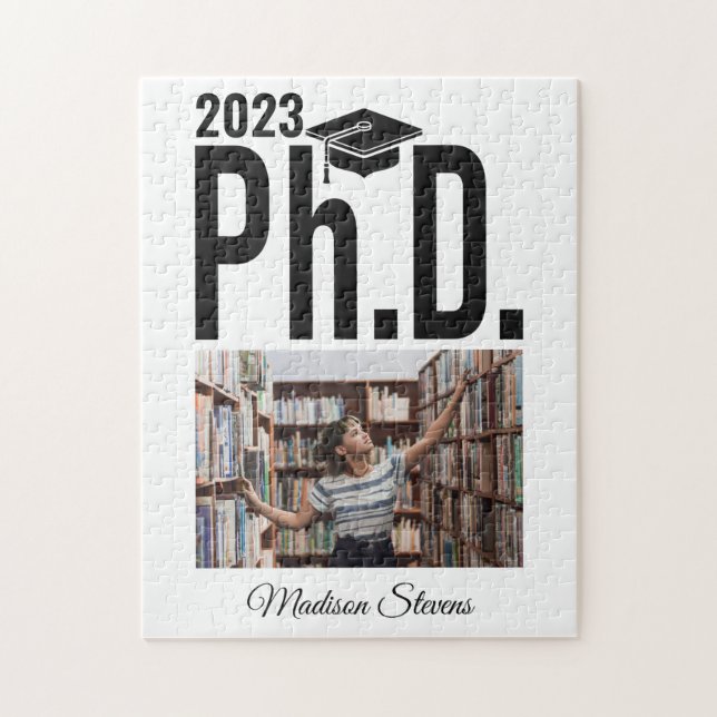 Custom photo, name & year Ph.D. Jigsaw Puzzle (Vertical)
