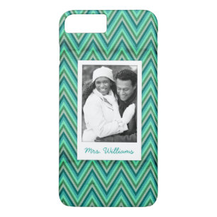 Custom Photo & Name Zig Zag Striped Background iPhone 8 Plus/7 Plus Case
