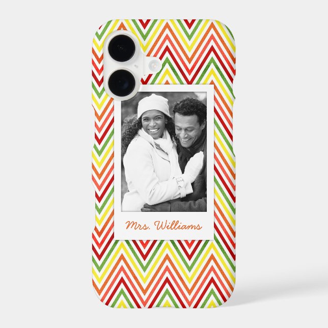 Custom Photo & Name Zigzag Chevron Pattern (Back)
