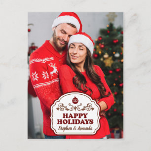 Custom photo & names Happy Holidays postcard