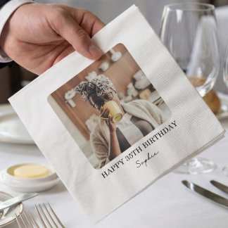 Custom Photo Napkins, Personalised Birthday Party  Napkin
