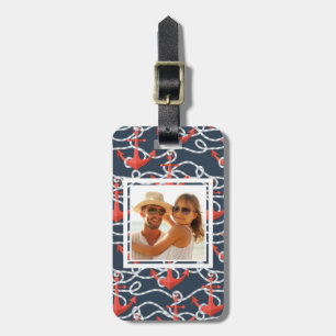 Custom Photo Nautical Anchors And Rope Pattern Luggage Tag