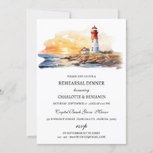 Custom Photo Nautical Beach Rehearsal Dinner Invitation