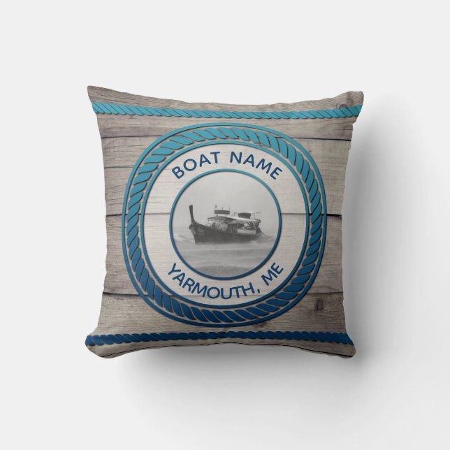 Custom Photo Nautical Boating Anchor Throw Pillow (Front)