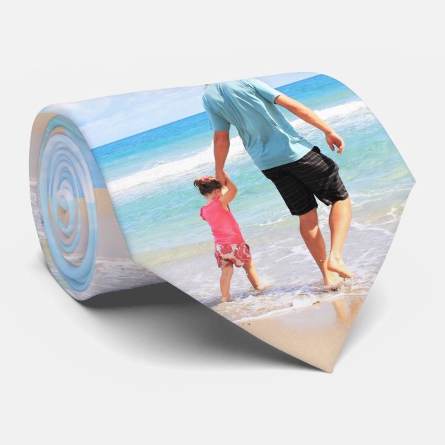 Custom Photo Neck Tie Your Family Photos with Dad (Rolled)