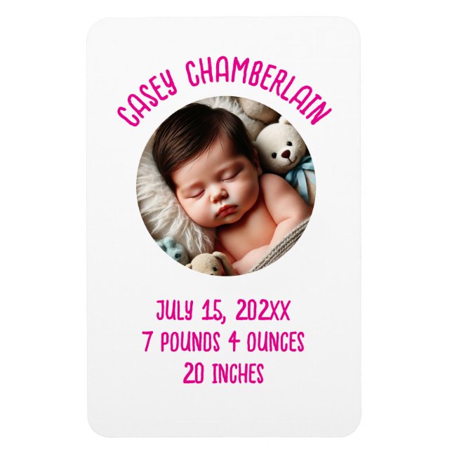 custom photo newborn baby announcement magnet (Vertical)