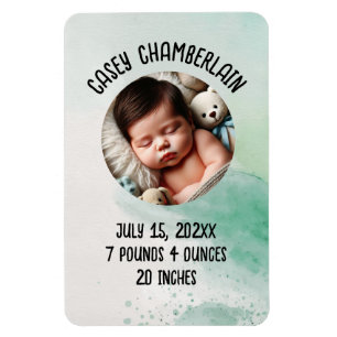 custom photo newborn baby watercolor splash magnet