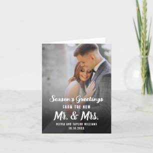 Custom Photo Newlywed Mr And Mrs First Christmas Holiday Card