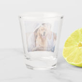 Custom Photo Newlywed Name Date Wedding Shot Glass (Back)