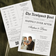 Custom Photo Newspaper & Wedding Program Timeline