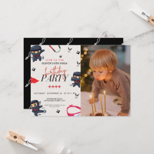 Custom photo, ninja birthday  invitation
