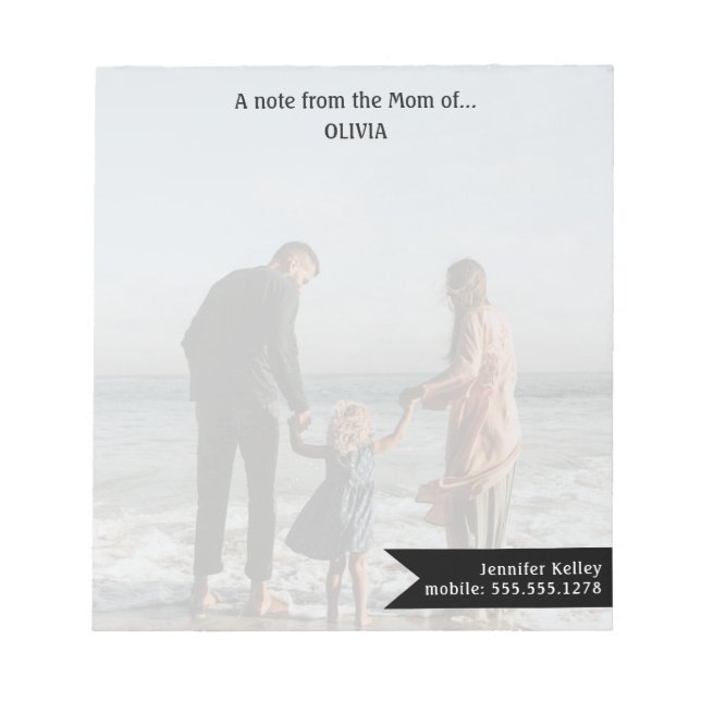 Custom Photo Note from the Mum of...Personalised (Front)