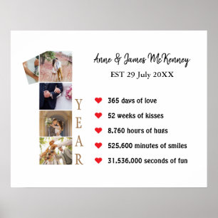 Custom Photo Number Frames 1st Year Anniversary Poster
