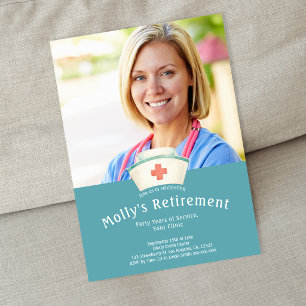 Custom Photo Nurse Hat Retirement Party Invitation