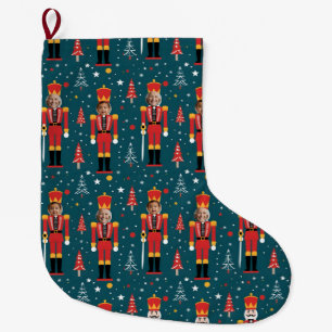 custom photo nutcracker - 2 images large christmas stocking