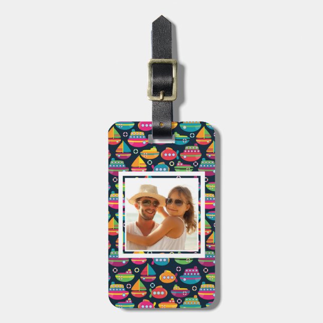 Custom Photo Ocean Transportation Pattern Luggage Tag (Front Vertical)