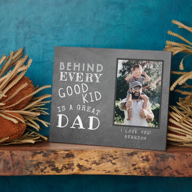 Custom Photo Of Great Dad or Mom with Kid Plaque (Side)