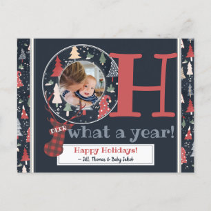 Custom Photo Oh Deer What A Year 2020 Christmas Holiday Postcard