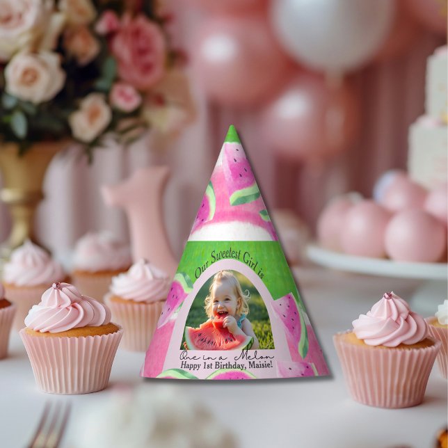 Custom Photo "One in a Melon" Birthday Hat (Custom Photo "One in a Melon" Birthday Hat)