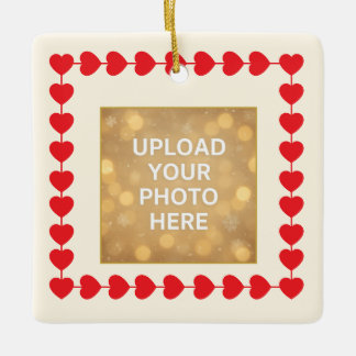 Custom Photo Ornament – Red Heart Frame
