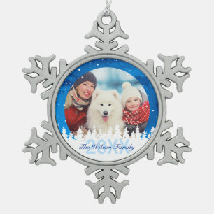 Custom Photo Ornaments   Pewter Snowflake