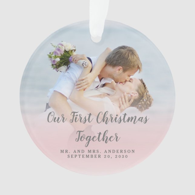 Custom Photo Our First Christmas Together Mr Mrs Ornament (Front)