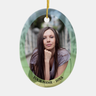 Custom Photo Oval Pastel Frame Christmas Ornament