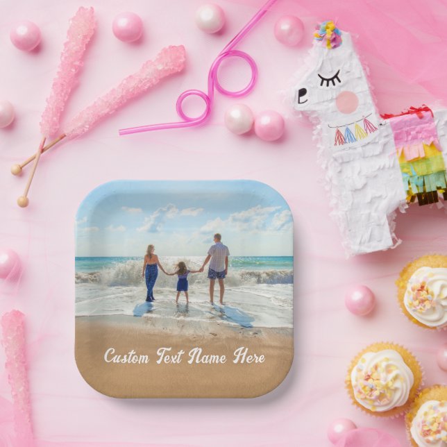 Custom Photo Paper Plates with Your Photo and Text (Party)
