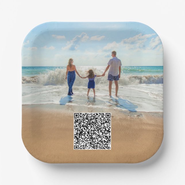 Custom Photo Paper Plates with Your QR Code (Front)