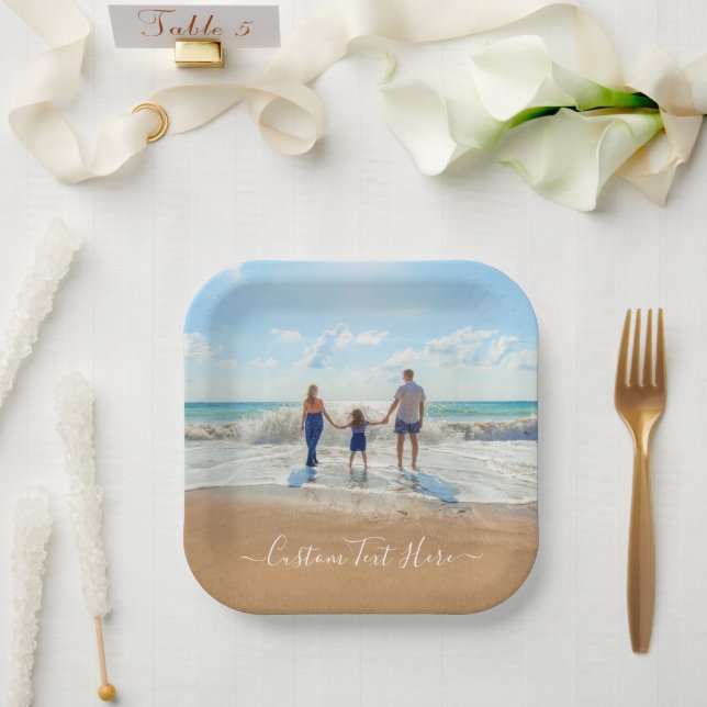Custom Photo Paper Plates Your Photos and Text (Wedding)