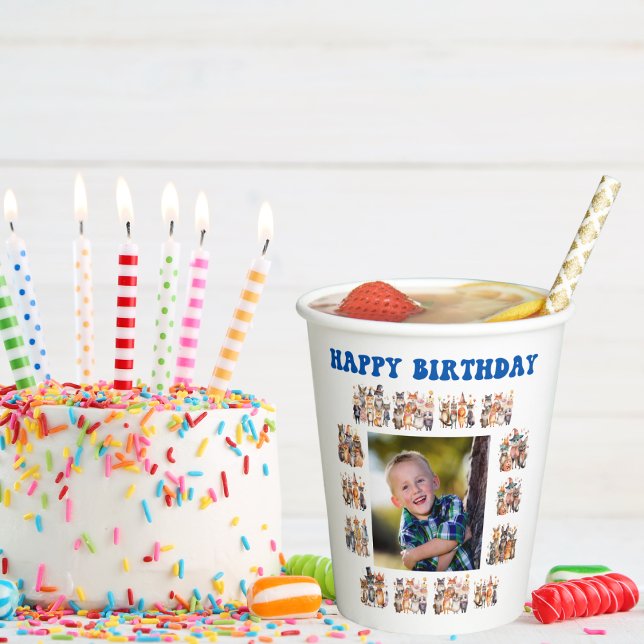 Custom Photo Party Animals Theme Kids Birthday Paper Cups (Creator Uploaded)