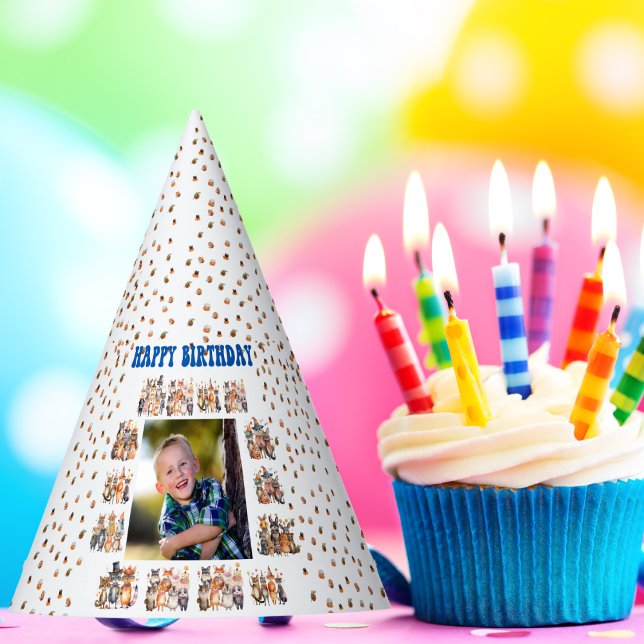  Custom Photo Party Animals Theme Kids Birthday  Party Hat (Creator Uploaded)