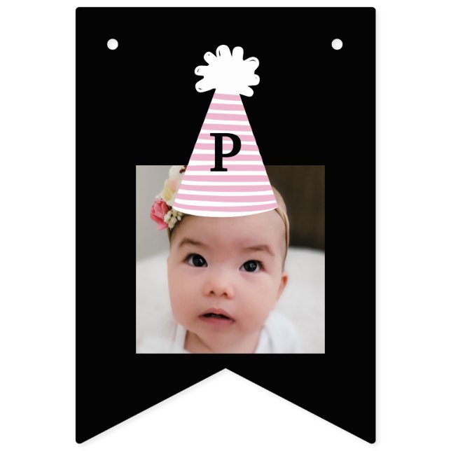 Custom Photo Party Hat Girls Birthday  Bunting (Fourth Flag)
