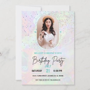 Custom Photo Pastel Birthday Party Invitation
