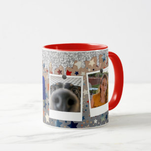 Custom Photo Patriotic Stars Red, White And Blue  Mug