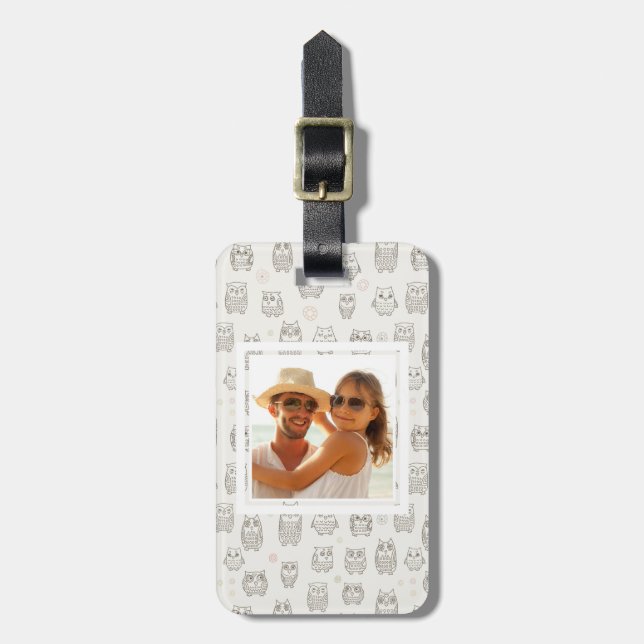 Custom Photo Pattern with owls Luggage Tag (Front Vertical)