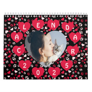Custom Photo Paw Print Pattern Calendar 2025
