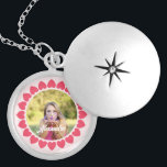 Custom Photo Peachy Heart Circle Frame Locket Necklace<br><div class="desc">The design has heart circle frame on centre and rmodern calligraphy texts underneath which can be customised to your preference. Replace the picture in the centre with your own photo. It will make a lovely custom made gifts for your family and friends or for your own keepsake.</div>