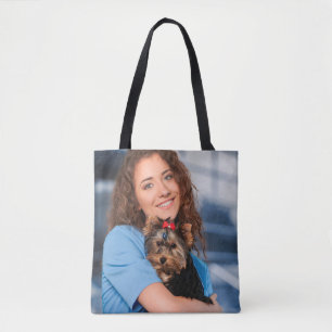 Custom Photo Personalise Family Puppy Tote Bag
